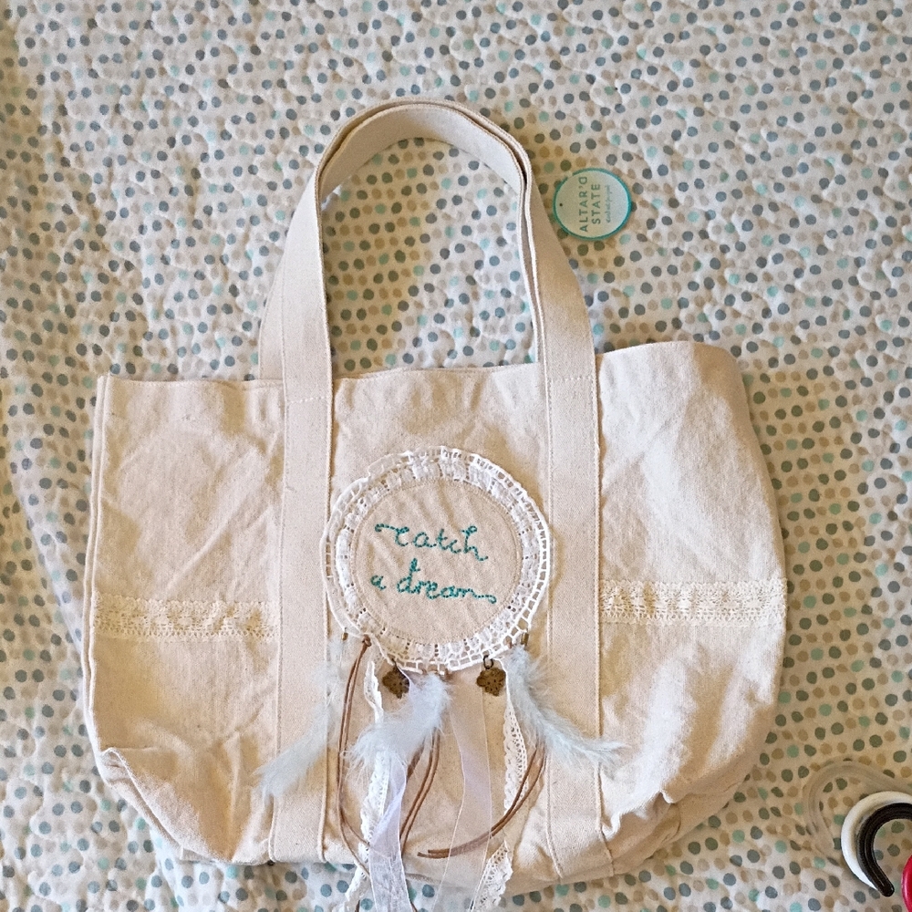 Altar'd State Cream Tote with Dreamcatcher Embroidery